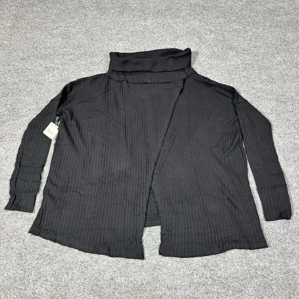 Free People Womens Juicy Medium Black Long Sleeve Cowl Split Back NWT MSRP $88 - Picture 3 of 8